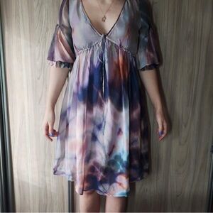 Silk Fairy Grunge Flowy Sweetheart Dress Size M Whimsigoth Y2K Milkmaid Festival